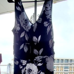 NWT Calvin Klein Knit Maxi Dress Blk/white Floral